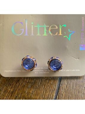 New Gold & Blue Stud Earrings